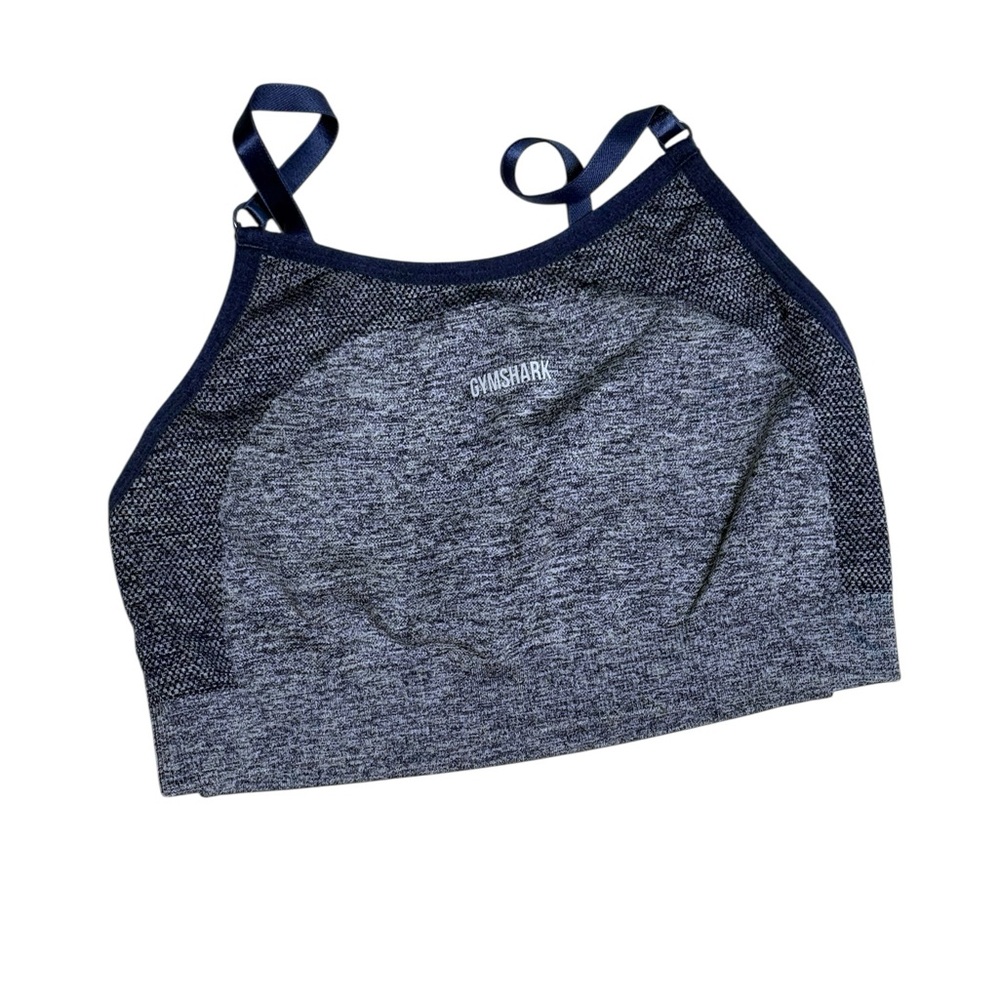 Gymshark navy blue marled bra top workout yoga Activewear‎ XS strap festival